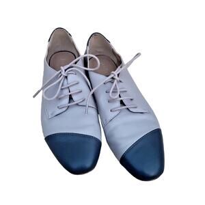 LOGO by‎ Lori Goldstein Gray Laurel Leather Derby Flat Shoes Womans Size 8.5M
